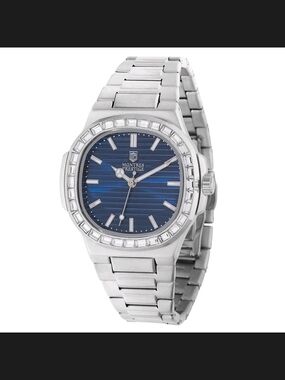 Invicta Men’s Silver Stainless Steel Watch with Blue Dial